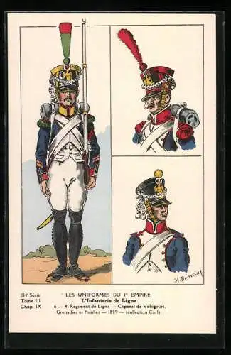 AK Les Uniformes du Ier Empire, L`Infanterie de Ligne, 4e Regiment de Ligne, Caporal de Voltigeurs