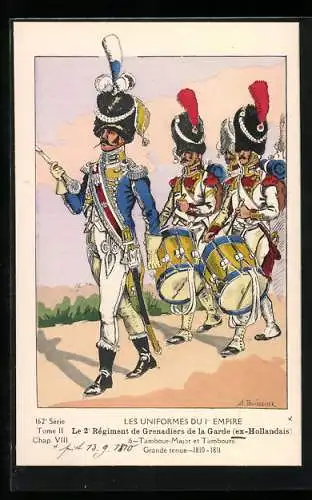 AK Les Uniformes du Ier Empire, Le 2e Regiment de Grenadiers de la Garde, Tambour-Major et Tambours