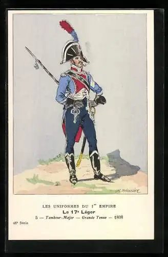 AK Les Uniformes du Ier Empire, Le 17e Leger, Tambour-Major