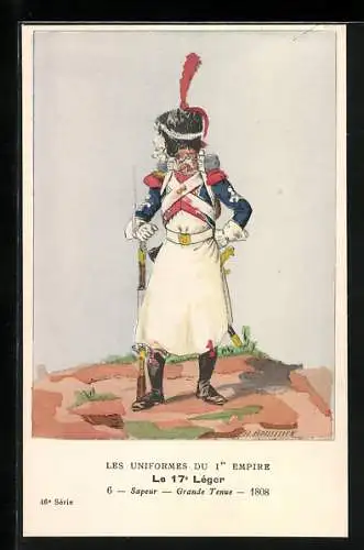 AK Les Uniformes du Ier Empire, Le 17e Leger, Sapeur