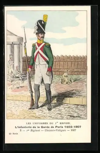 AK Les Uniformes du Ier Empire, L`Infanterie de la Garde de Paris 1802-1807, Ier Regiment, Chasseurs-Voltigeurs