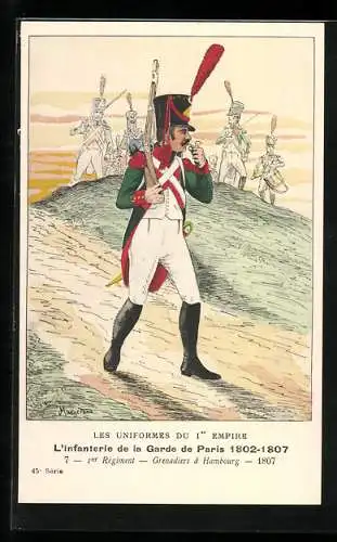 AK Les Uniformes du Ier Empire, L`Infanterie de la Garde de Paris 1802-1807, 1er Regiment, Grenadiers a Hambourg