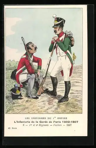 AK Les Uniformes du Ier Empire, L`Infanterie de la Garde de Paris 1802-1807, 1er et 2e Regiments, Fusiliers