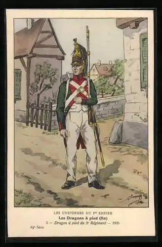 AK Les Uniformes du Ier Empire, Les Dragons a pied, 3e Regiment