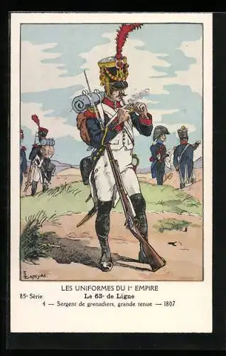 AK Les Uniformes du Ier Empire, Le 63e de Ligne, Sergent de grenadiers