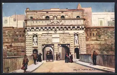 Künstler-AK Valetta, Porta Reale