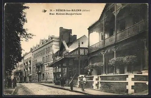 AK Néris-les-Bains, Rue Boirot-Desjerviers, Café de Paris