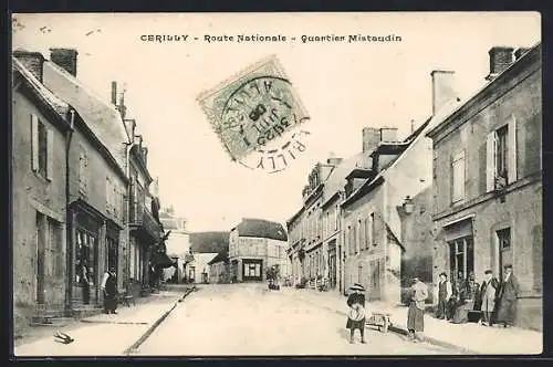 AK Cerilly /Allier, Route Nationale, Quartier Mistaudin