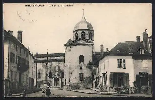 AK Bellenaves /Allier, L`Eglise et la Mairie