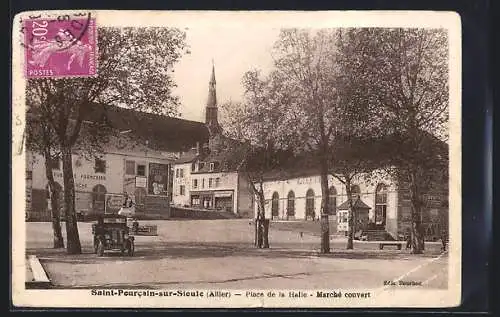 AK Saint-Pourcain-sur-Sioule, Place de la Halle, Marché couvert