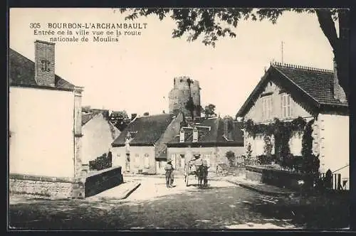 AK Bourbon-l`Archambault, Entrée de la ville vue de la route nationale de Moulins