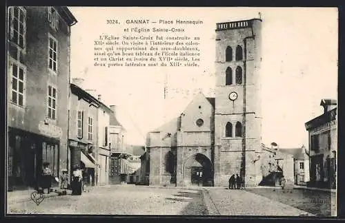 AK Gannat, Place Hennequin et l`Eglise Sainte-Croix