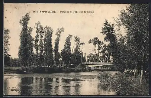 AK Bayet /Allier, Paysage et Pont sur la Sioule