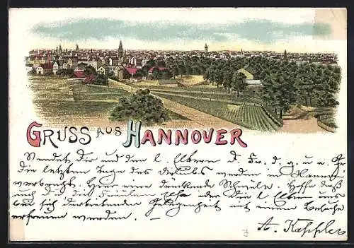 Lithographie Hannover, Panorama-Ansicht