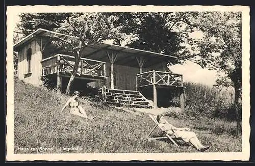 AK Neustadt /Harz, Erholungsheim-Diäthaus Haus zur Sonne, Liegehalle mit Sonnenbadenden