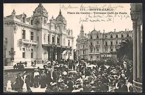 AK Monte-Carlo, la place du Casino et la terrasse du café de Paris bondée