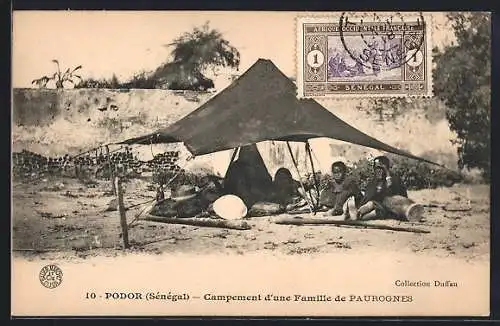 AK Podor, Campement d`une Famille de Paurognes