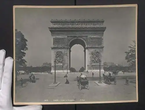 Fotografie Neurdein Freres, Paris, Ansicht Paris, L`arc de Triomphe, Triumphbogen, Grossformat 29 x 22cm