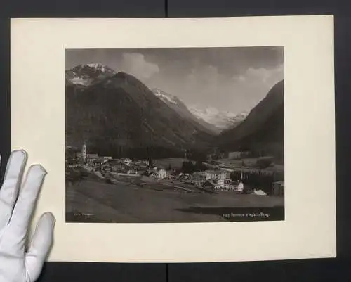 Fotografie Edition Photoglob., Ansicht Pontresina, vue Generale et le glacier Roseg