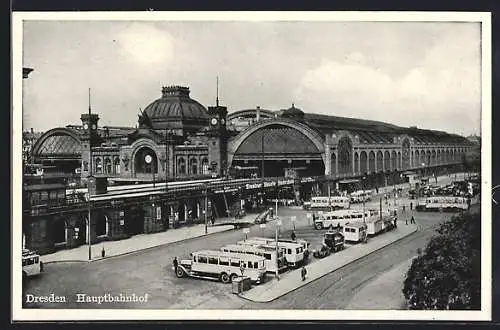 AK Dresden, Busse vor dem Hauptbahnhof