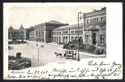 AK Hannover, Kutsche am Bahnhof