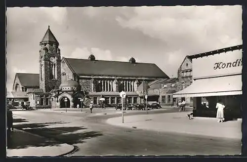 AK Giessen /Lahn, Bahnhof und Bahnhofsplatz