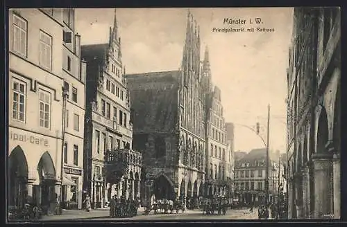 AK Münster / Westfalen, Prinzipalmarkt mit Rathaus