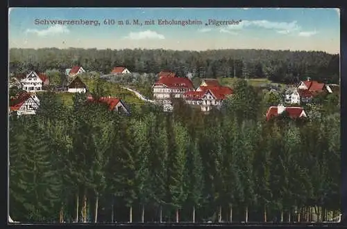 AK Schwarzenberg / Schömberg, Teilansicht mit Erholungsheim Pilgerruhe