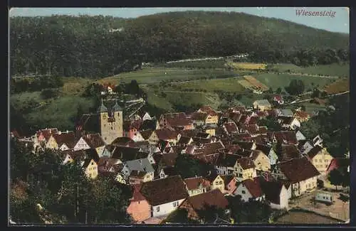 AK Wiesensteig, Ortsansicht aus der Vogelschau