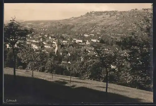 AK Lörrach /Baden, Ortsansicht von einer Obstbaumwiese aus