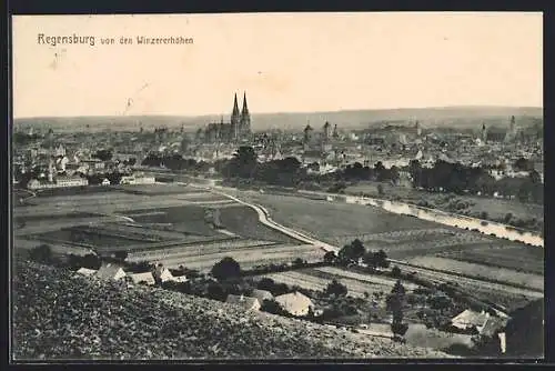 AK Regensburg, Panorama von den Winzererhöhen