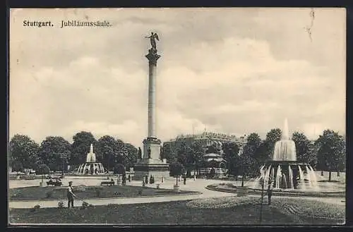 AK Stuttgart, Passanten an der Jubiläumssäule