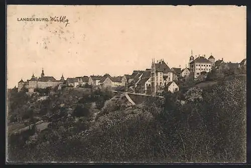 AK Langenburg, Ortsansicht mit Kirche und Burg