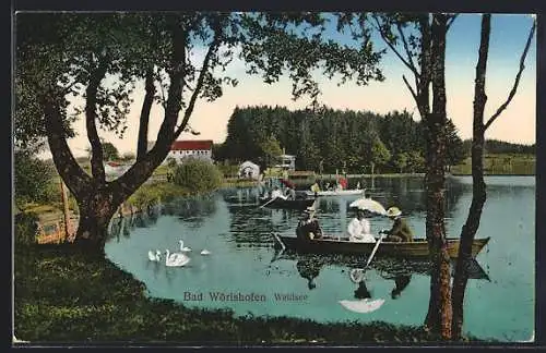 AK Bad Wörishofen, Waldsee mit Bootspartie