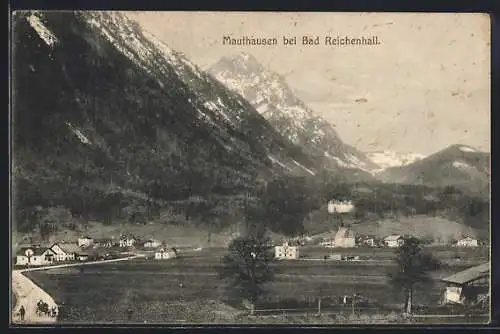 AK Mauthausen bei Bad Reichenhall, Ortsansicht mit Bergen