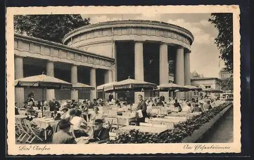 AK Bad Aachen, Am Elisenbrunnen mit Cafe