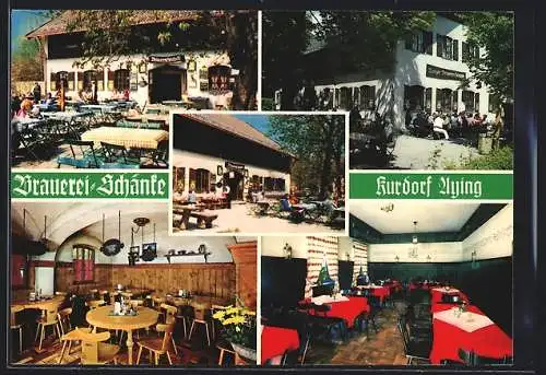 AK Aying, Gasthaus Brauerei-Schänke, Aussen- u. Innenansichten, Münchener Strasse 2