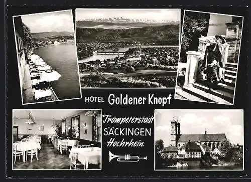 AK Säckingen /Hochrhein, Hotel Goldener Knopf, Ortsansicht