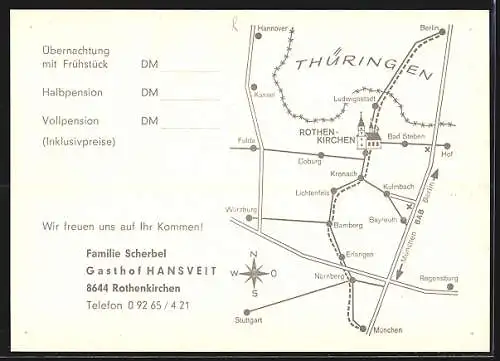 AK Rothenkirchen / Oberfr., Gasthof Hansveit, Ortsansicht, VW Käfer