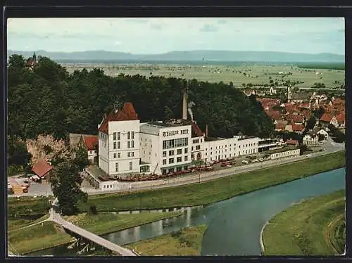 AK Riegel am Kaiserstuhl, Brauerei Meyer & Söhne aus der Vogelschau