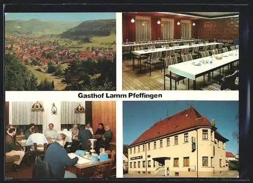 AK Albstadt-Pfeffingen, Ortsansicht und Gasthof Lamm in drei Ansichten