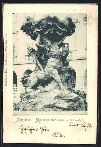 AK Mannheim, Monumentalbrunnen im Schlosshof