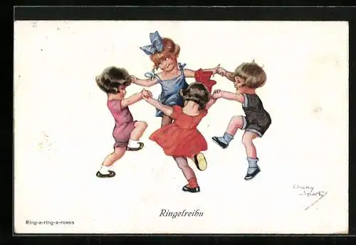Künstler-AK Chicky Spark: Kinder tanzen Ringelreihn