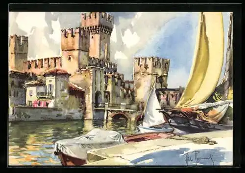 Künstler-AK Aldo Raimondi: Sirmione /Lago di Garda, Il Castello