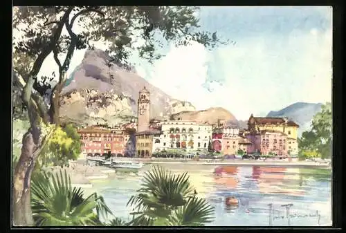 Künstler-AK Aldo Raimondi: Riva del Garda, Panorama