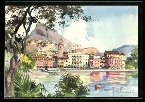 Künstler-AK Aldo Raimondi: Riva del Garda, Panorama