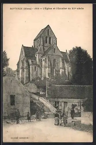 AK Septvaux /Aisne, L`Église et l`Escalier