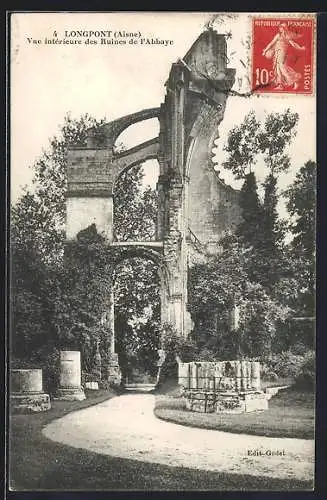 AK Longpont /Aisne, Vue intérieure des Ruines de l`Abbaye