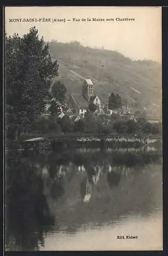 AK Mont-Saint-Père, Vue de la Marne vers Chartèves