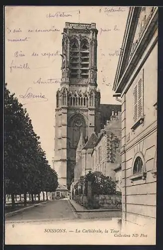 AK Soissons, La Cathédrale, la Tour